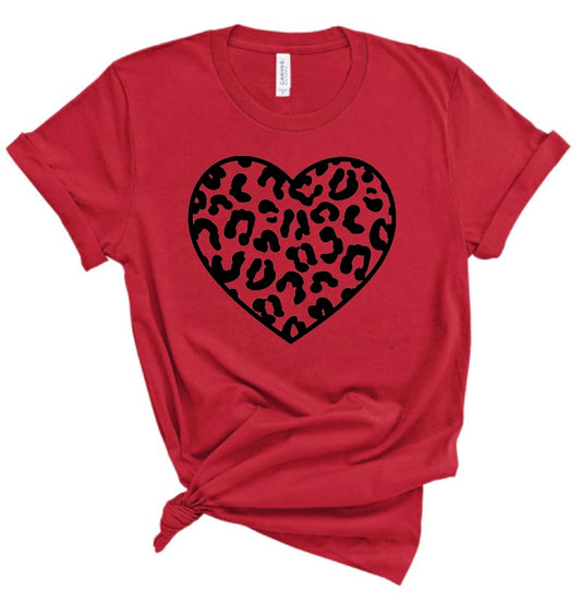 Leopard Heart Valentine’s Day Bella Canvas T-shirt