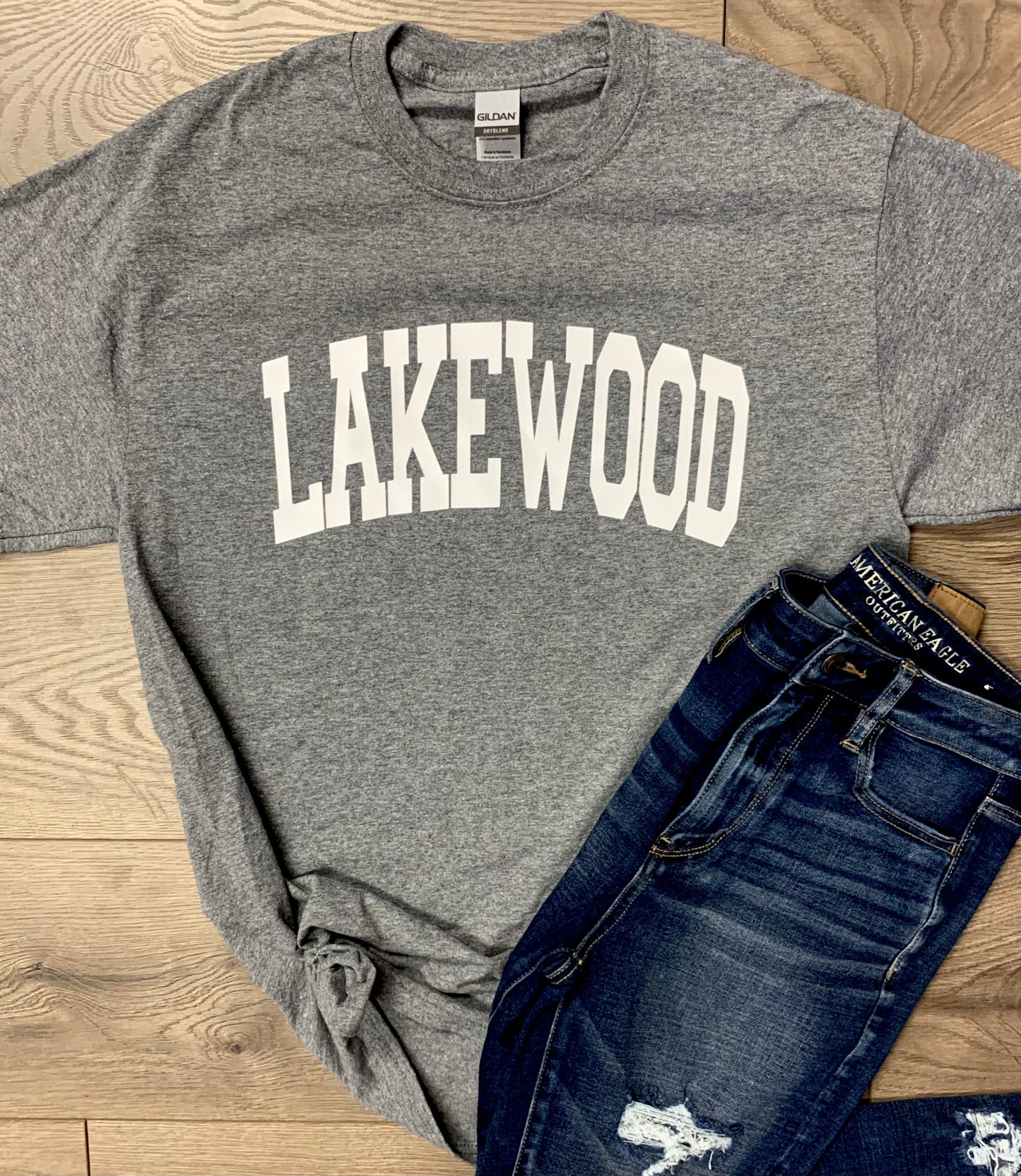 Adult Lakewood Lancers Arched Lakewood Solid Short-Sleeve Tee