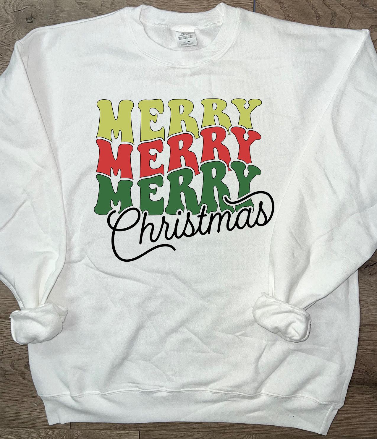 Adult Merry Merry Merry Christmas Crewneck Sweatshirt