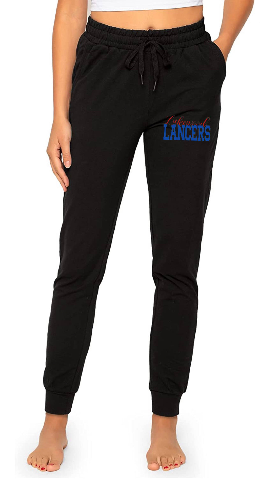 Adult Lakewood Lancers Cursive Lakewood Block Lancers Joggers Sweatpants