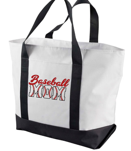Giant Baseball Mom Zippered “Boat Tote” Bag - Extra Large