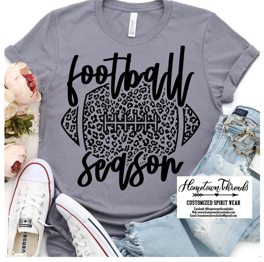 Football Season Leopard Football Bella Canvas T-shirt
