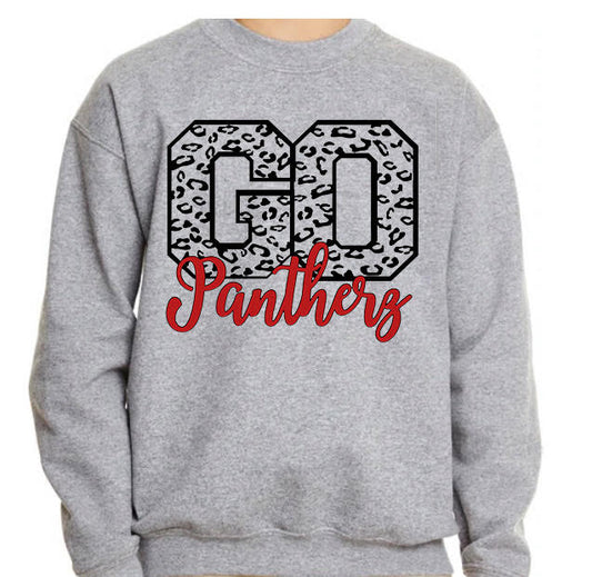 Adult Licking Valley Panthers Leopard GO Cursive Panther Crewneck Sweatshirt