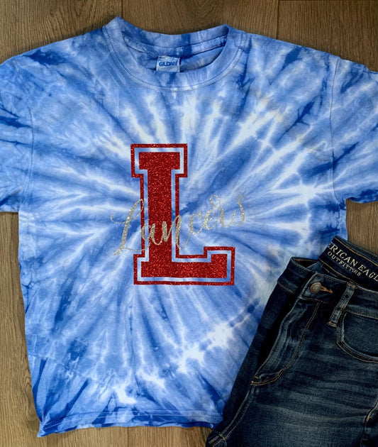 Youth Lakewood Lancers Block L Cursive Lancers Short Sleeve Tie Dye Tee