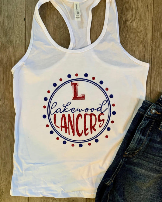Adult Lakewood Lancers Circle Design Racerback Tank
