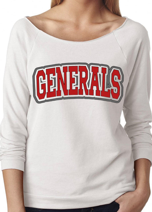 Adult Sheridan Generals Outlined Block Generals Off-Shoulder Lightweight Top