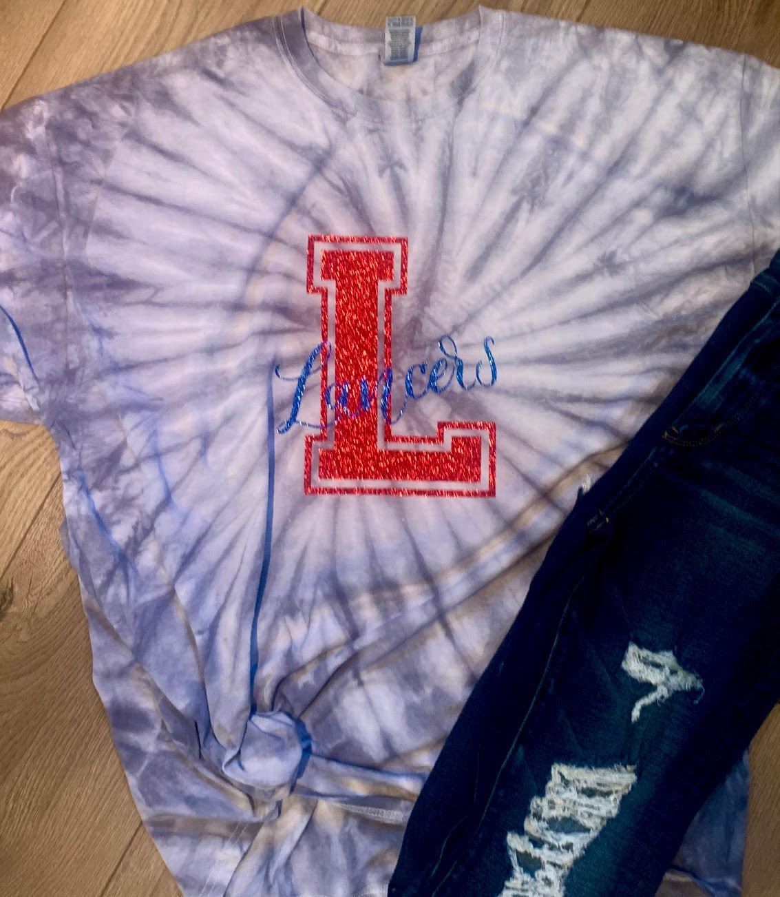 Youth Lakewood Lancers Block L Cursive Lancers Short Sleeve Tie Dye Tee