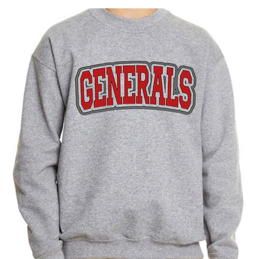 Adult Sheridan Generals Outlined Block Generals Crewneck Sweatshirt
